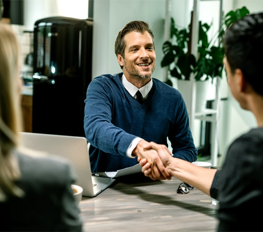 Image of a customer talking to a company representative
