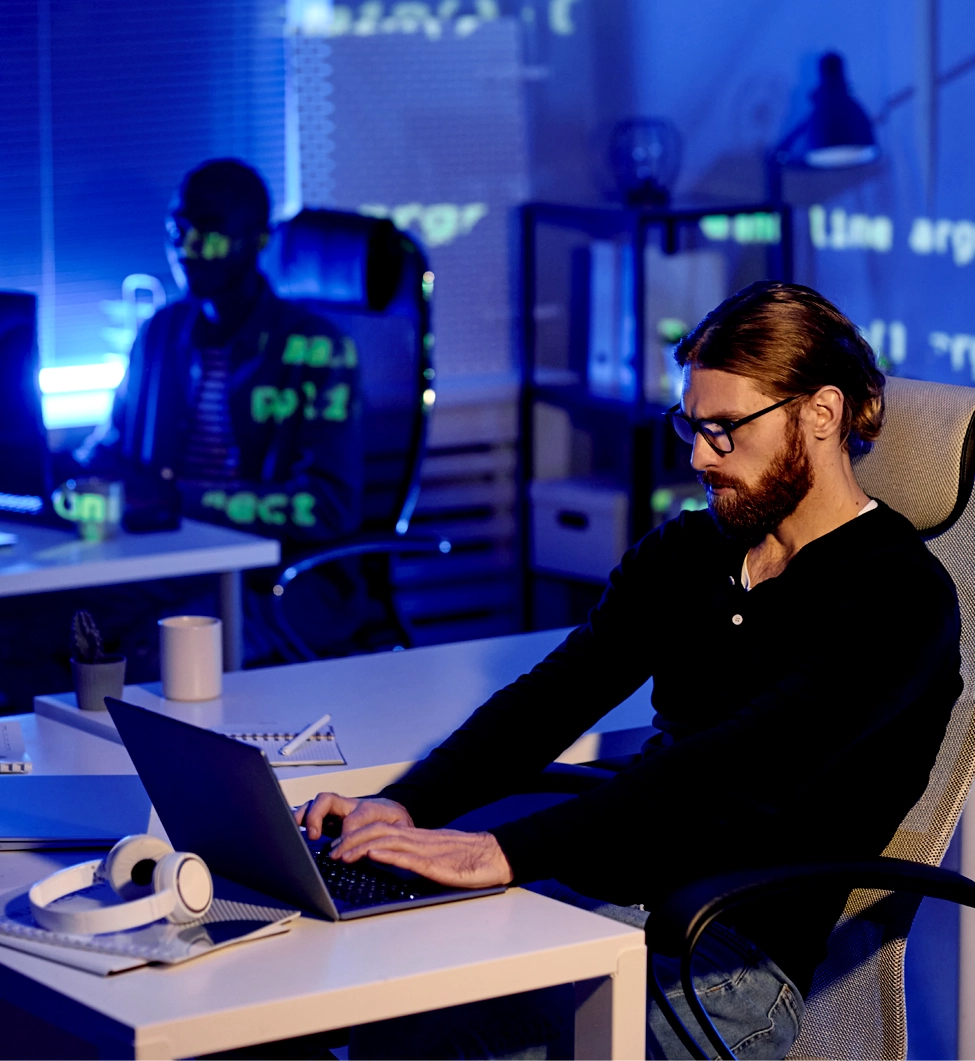 Image of programmer working with Javascript