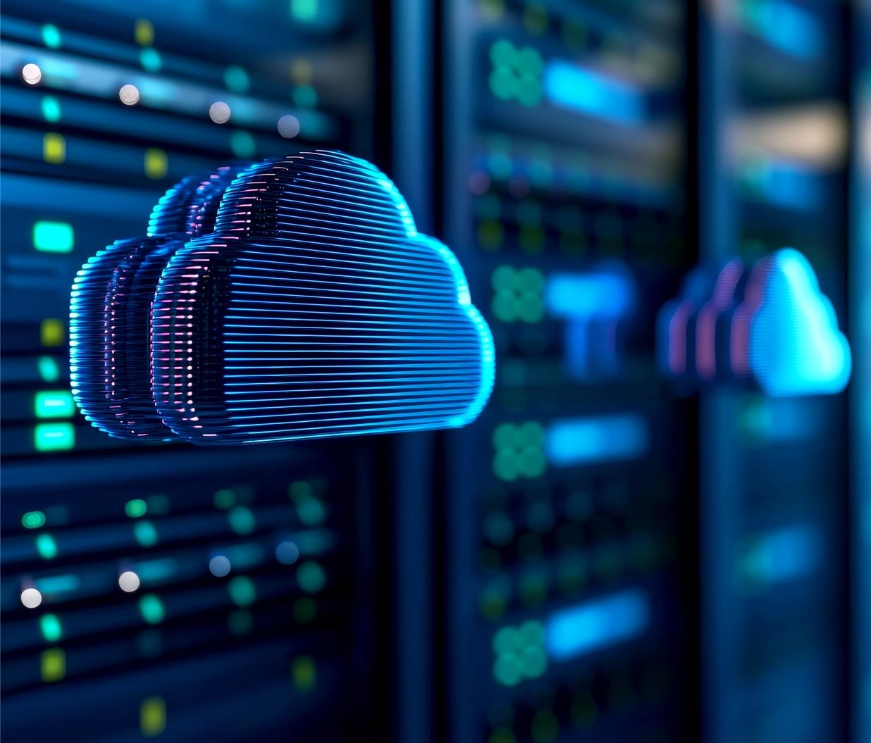 Image of a group of servers with a cloud symbol