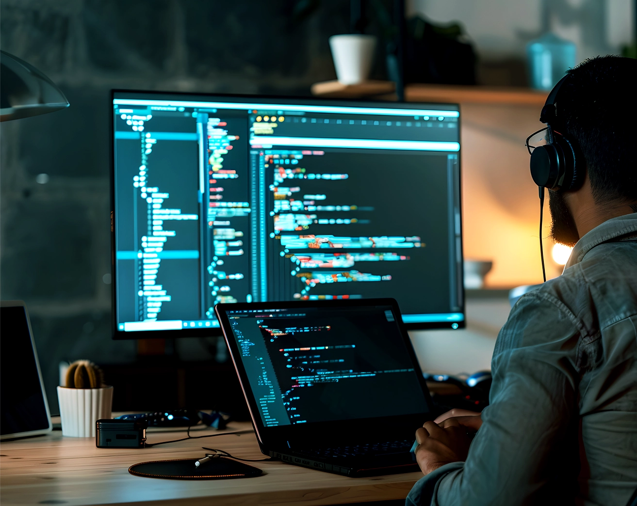 Image of a programmer working with React framework